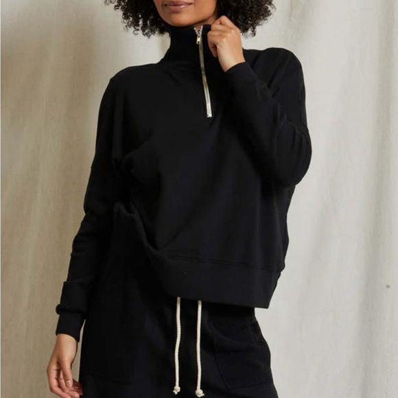 perfectwhitetee Tops - perfectwhitetee Maren french terry 1/4 zip sweatshirt- True Black- Size Medium